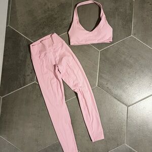 TikTok Shop Pink Sports Bra and Leggings Matching Set